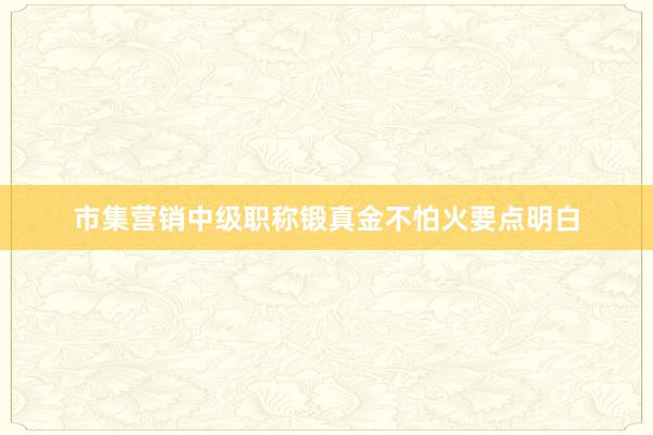 市集营销中级职称锻真金不怕火要点明白